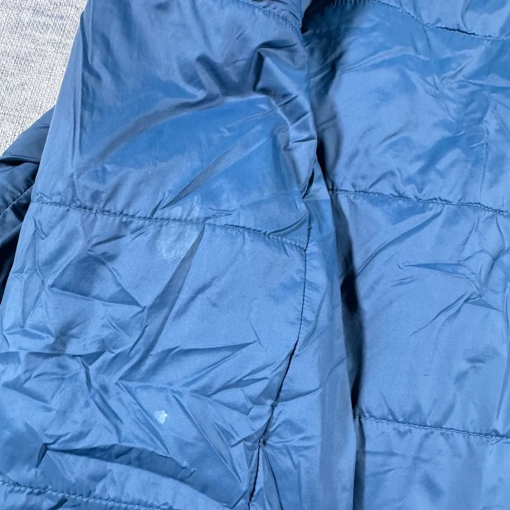 The North Face Puffer Jacket Mens Medium Blue Insulated Full Zip Quilted Coat